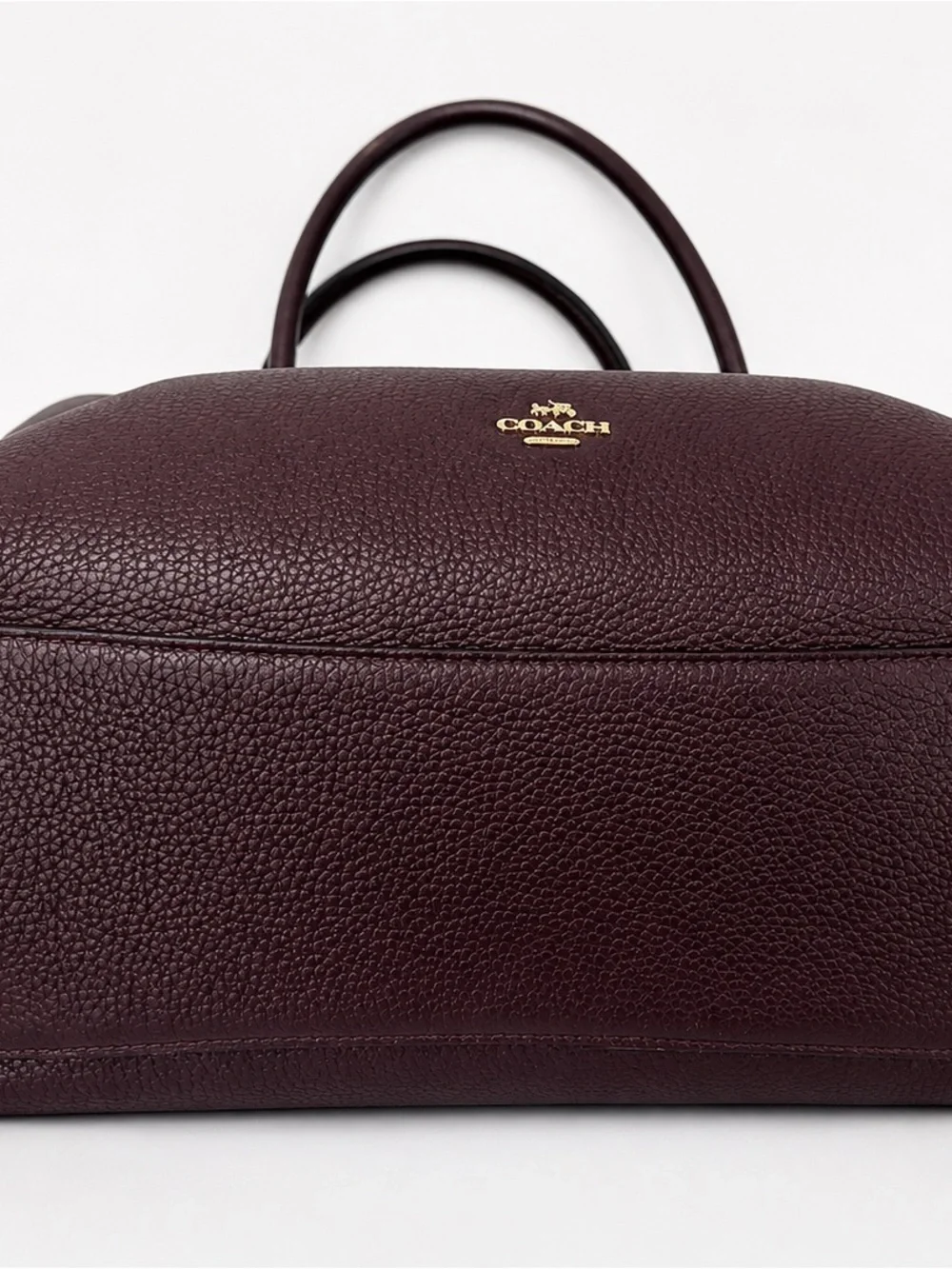 Coach 57276 Oxblood Pebbled Leather Carryall Satchel Triple Compartment
